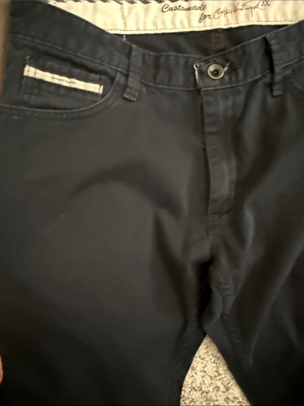 Vans Men Straight Jeans in Navy with Brown Patch